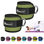 NEALFIT Ankle Strap for Cable Machine, Gym Ankle Cuff for Kickbacks, Leg Extensions, Glute Workouts, Booty Hip Abductors Exercise for Women and Men (Army Green, Pair)