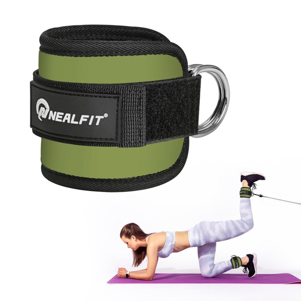 NEALFIT Ankle Strap for Cable Machine, Gym Ankle Cuff for Kickbacks, Leg Extensions, Glute Workouts, Booty Hip Abductors Exercise for Women and Men (Army Green, Single)