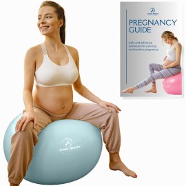 ProBody Pilates Pregnancy Ball - Yoga Ball for Pregnancy with Book, Prenatal, Labor & Postnatal Maternity Exercise (Mist, 65 cm)