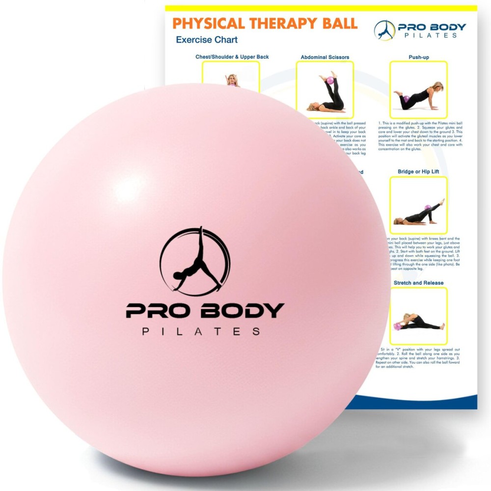 ProBody Pilates Ball, Exercise Balls Physical Therapy - 9 Inch Small Exercise Ball for Between Knees for Rehab, Barre, Core, Stability & Yoga, Physical Therapy Ball for Back Pain (Rose)