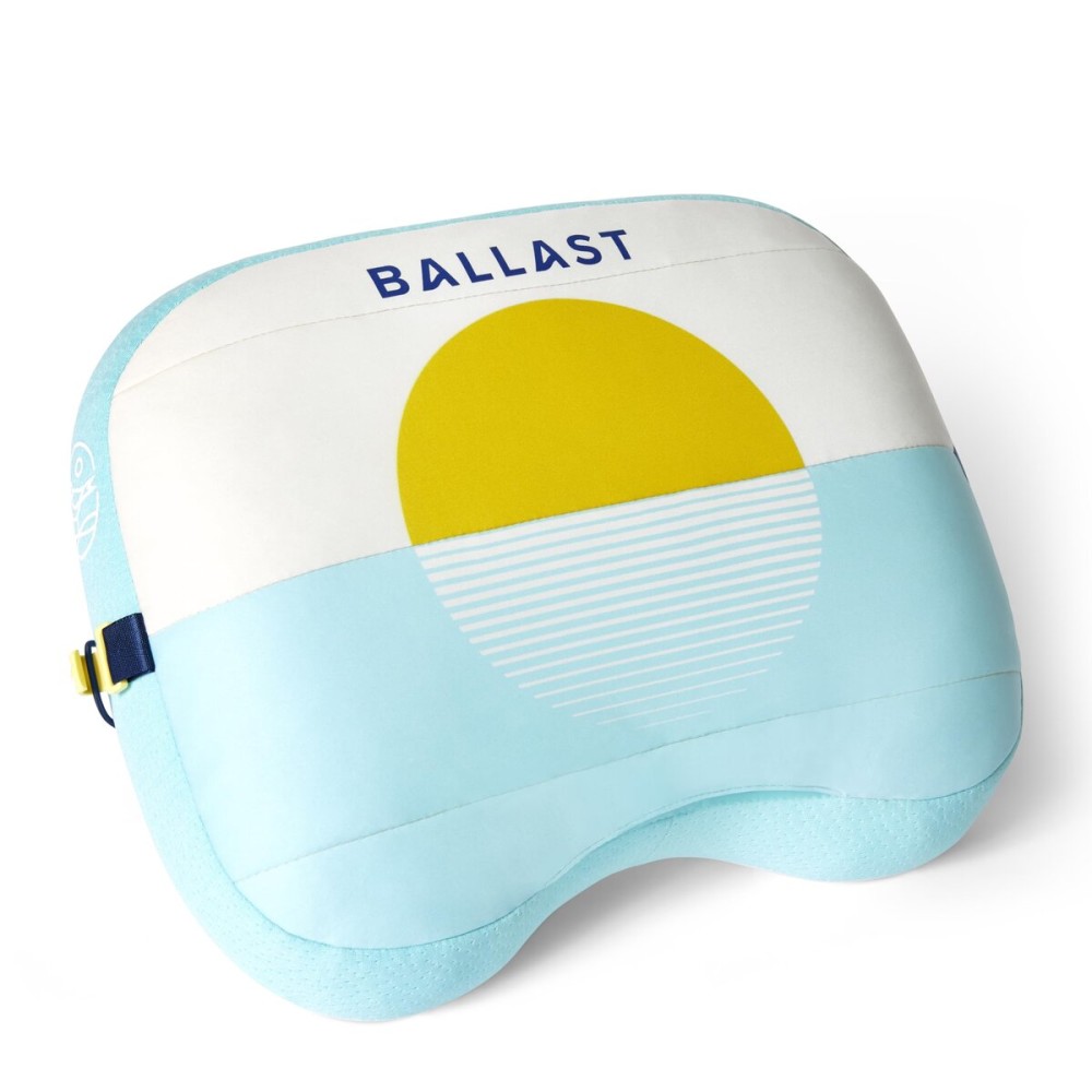 Ballast Beach Pillow - Comfy, Durable & Compact, Stays Put on Windy Beaches with Patented Sand Pouch, Inflatable Pillow for Beaches, Pools, Camping, Festivals and Travel (Golden Sunrise)