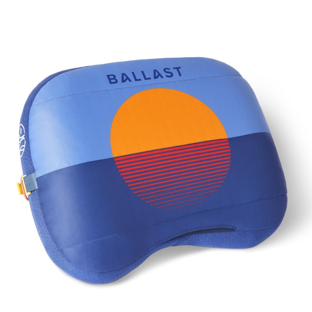 Ballast Beach Pillow - Comfy, Durable & Compact, Stays Put on Windy Beaches with Patented Sand Pouch, Inflatable Pillow for Beaches, Pools, Camping, Festivals and Travel (Blazing Sunset)
