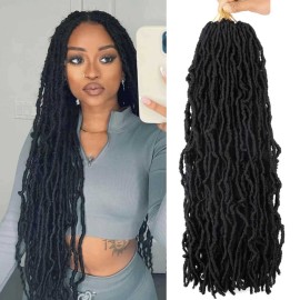 6 Packs Soft Locs Crochet Hair Pre Looped Faux Locs Crochet Braids Goddess Locs Dreadlocs Synthetic Hair For Black Women (1B, 22 Inch (Pack of 6))