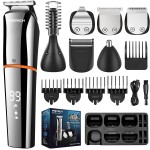PRITECH Beard Trimmer for Men,6 in 1 Hair Clippers Kit, Precision Cordless Grooming Kit Waterproof IPX6 for Beard, Hair, Body, Nose, Ear, with Foil Razor (Silver)
