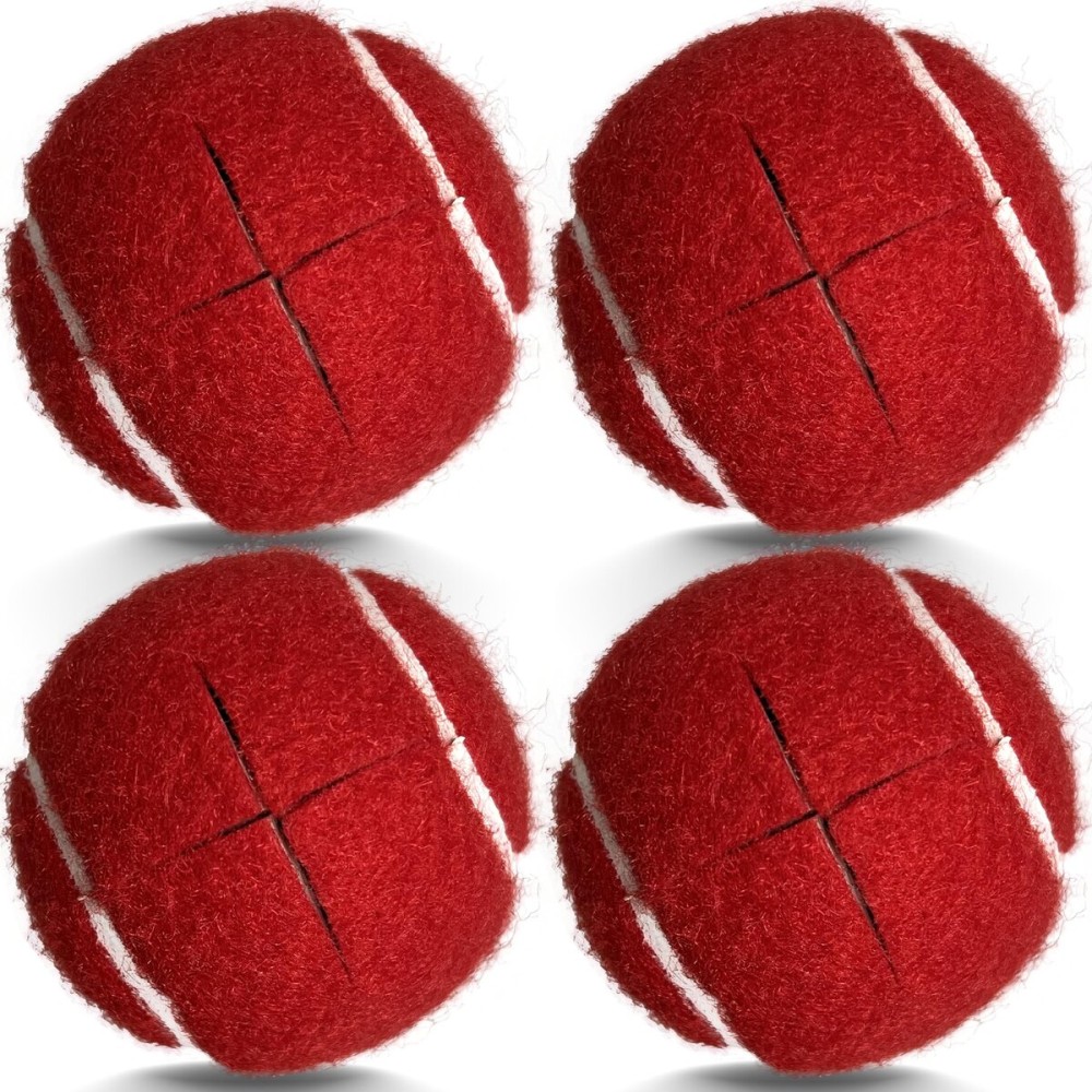 Precut Tennis Balls for Walkers, 4 PCS Heavy Duty Long Lasting Glide Balls - Precut for Easy Installation, Universal Felt Pads for Walker Legs & Furniture, Floor Protectors (Red)