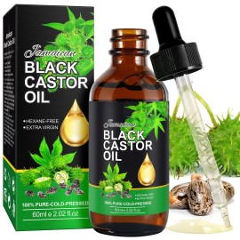 NIFEISHI Castor Oil, Jamaican Black Castor Oil Organic Cold Pressed Unrefined Glass Bottle, 100% Pure and Organic Castor Oil for Hair Growth Eyebrows Eyelashes Skin Use