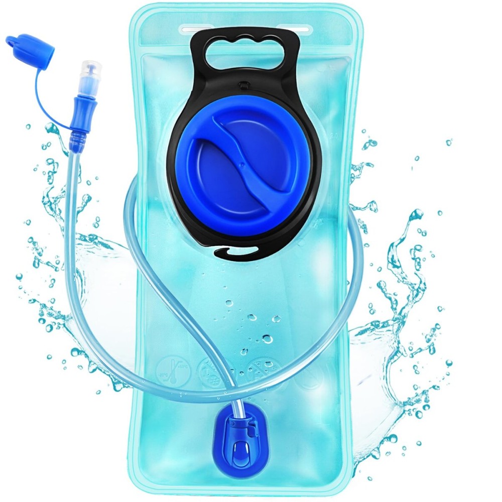 Hydration Bladder, 2L Water Bladder for Hiking Backpack Leak Proof Water Reservoir Storage, 2 Liter BPA-Free Water Pouch Hydration Pack Replacement for Biking Climbing Cycling Running, Blue