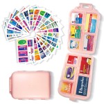 Pill Organizer with Medicine Labels 161 Labels Travel Daily Pill Container Mini Medication Organizer Storage Pill Organizer Travel Essentials Pill Case 7 Day (Pink, 1 Pack)