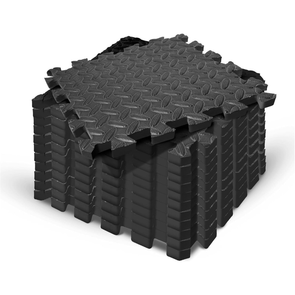 Yes4All EVA Interlocking Mats, Puzzle Floor Tiles, Foam Floor Padding with Border for Furniture, Home Space, Living Room, Garage 11 SQFT