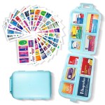 Pill Organizer with Medicine Labels 161 Labels Travel Daily Pill Container Mini Medication Organizer Storage Pill Organizer Travel Essentials Pill Case 7 Day (Blue, 1 Pack)