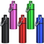Small Pill Box,(5 Pack) Keychain Pill Holder Portable Mini Travel Pill Container Metal Case Bottle with Keyring
