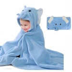 ROMASA Baby Bath Towel Ultra Soft Hooded Towel Highly Absorbent Bathrobe Blanket Toddlers Shower Gifts for Boys Girls-27.5 x 55 (Blue Elephant)