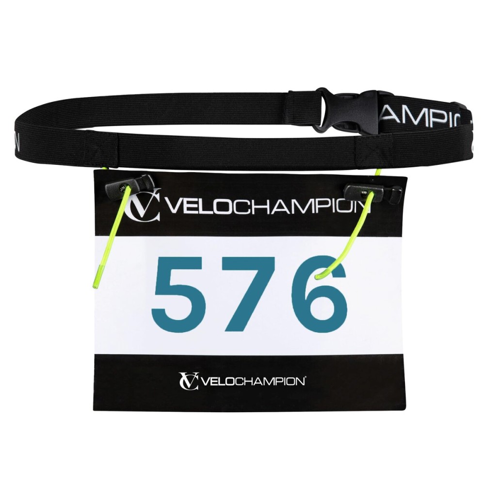 VeloChampion Running Waistpack Belt - Elastic Stretch Fit with Clip Fastening for Triathlon, Marathon, Cycling & Race Number Holder (Adult L/XL, 1)