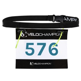 VeloChampion Running Waistpack Belt - Elastic Stretch Fit with Clip Fastening for Triathlon, Marathon, Cycling & Race Number Holder (Adult L/XL, 1)