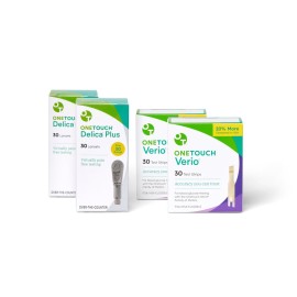 OneTouch Delica Plus Lancets & OneTouch Verio Test Strips Bundle - Fine 30-Gauge - for Diabetes Testing - Diabetic Supplies for Blood Sugar Monitor - Includes 60 Test Strips & 60 Lancets