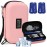 HIMDUZE Insulin Cooler Travel Case TSA Approved Refrigerated Medicine Cooler for Travel w/Thermometer Temperature Diabetic Travel Case w/2 Reusable Ice Packs for Daily Life Trip, Pink
