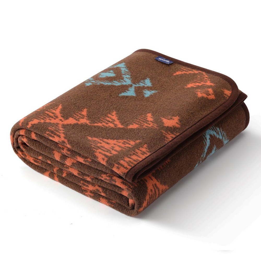 ACUSHLA Merino Wool Blanket - Soft Warm Thick Washable Large Throw Blanket for Camping Bed Couch Outdoor Travel All Weather, Navajo Style Brown 79X63