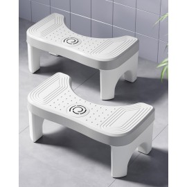 Recximi 2 Pack Toilet Potty Stool Adult, Portable Bathroom Stools for Adults, 7 Inch Step Stool with Fresher Box, Toilet Feet Pooping Stool for Toilet to Help Poop, Grey