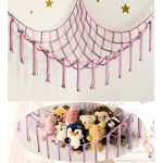 mirolam Large Stuffed Animal Hammock Corner Net for Toys Storage Hanging Stuff Animal Organizer Holder Pink Purle Girls Room Bedroom Boho Nursery Decor
