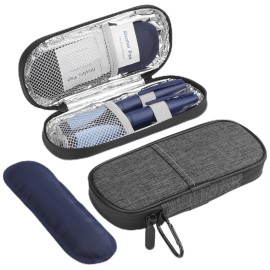 Gelozid Insulin Pen Cooler Travel Case Diabetic Medication Insulated Cool Organizer with 2 Reusable Ice Packs for Insulin Pen and Other Diabetic Supplies, for the Daily Life and Trip(Grey)