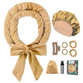 Gwabee 70 Soft Hair Curlers for Overnight Curls - No Heat Curl Wrap with 9 Rods for Long Hair, Khaki