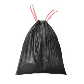 Waikas 8 Gallon Trash Bags, Drawstring Garbage Bags, 1.32Mil Thickness, 55 * 70cm, 9.9g/pcs, Pack of 34, Unscented, Black