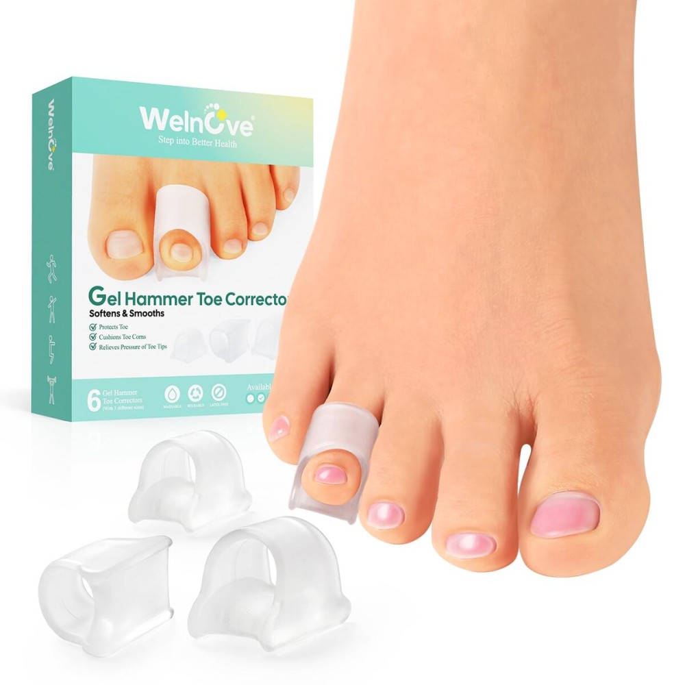 Welnove Hammertoe Corrector - Toe Straightener to Curled Toes, Broken toe, Bunion Corrector for Women and Men, Small*3 Pairs