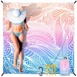 HIHOHO Beach Blanket Waterproof Sandproof Extra Large Beach Mat 79 X 83/120x108for 1-8 Adults Quick Drying Durable Outdoor Picnic Mat for Beach Travel Camping Hiking