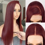 BLL Burgundy Wig, Synthetic Lace Front Ready to Wear Glueless Pre Plucked 13x4 Straight HD Lace 99j Wigs 26 Inch For Black Women Suitable For Everyday Wear