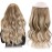 Sassina Invisible Wire Hair Extensions Real Human Hair with Transparent Wire Adjustable Size Secure Clips Natural Straight Secret Miracle Hairpiece, Ombre Highlight 8-8/22 18 Inch 80 Gram