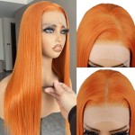 BLL Ginger Wig, Lace Front Wigs Pre-Plucked 13x4 Synthetic HD Lace Front Wigs Long Straight Glueless Ready to Wear Orange Wig For Black Women 26inch