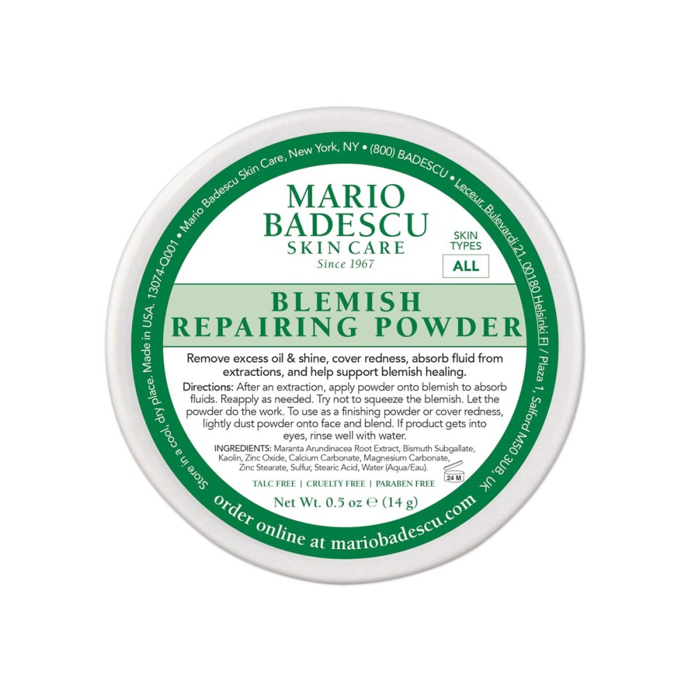 Mario Badescu Blemish Repairing Powder, Accelerate Recovery of Popped Pimples, Reduce Redness, Skin Care Powder for Blemish Concealment and Oil Control for Shine Free Matte Finish Complexion, 0.5 Oz