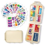 Pill Organizer with Medicine Labels 161 Labels Travel Daily Pill Container Mini Medication Organizer Storage Pill Organizer Travel Essentials Pill Case 7 Day (Beige, 1 Pack)
