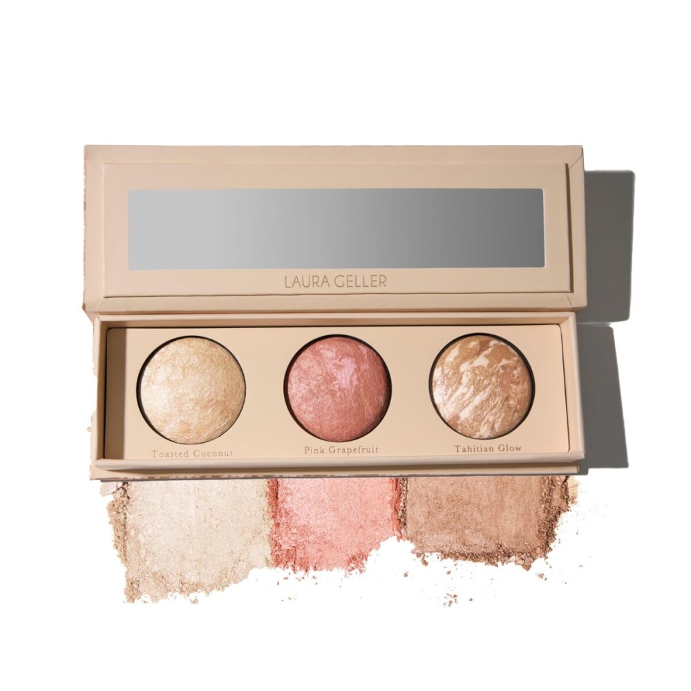 LAURA GELLER NEW YORK Geller\'s Greatest Lift-n-Glow Baked Trio Palette - Highlighter, Blush, Bronzer - All Skin Tones