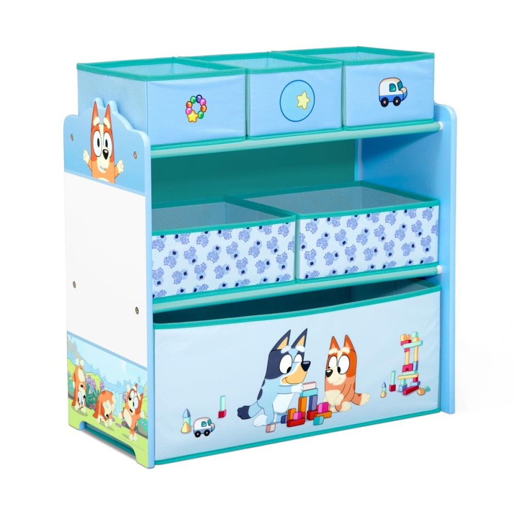 Delta Children - Bluey Design & Store 6 Bin Toy Storage Organizer - Greenguard Gold Certified, Blue