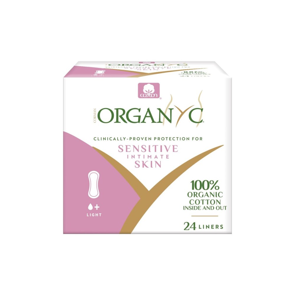 Organyc 100% Certified Organic Cotton Inside and Out Folded Panty Liner, Ultra Thin, Light Flow, 12 Pack of 24 Count, Bulk/Case Pack