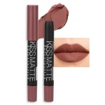 evpct 1Pcs Dark Brown Matte Lipstick and Lip Crayon Liner Pencil Pen Set for Women Roll up Lip Liner Dark brown Lip Stain Long Lasting Waterproof labiales mate magicos 24 horas originales 08