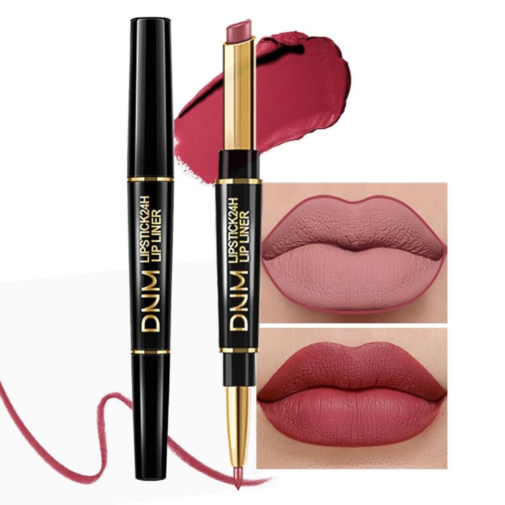evpct 1Pcs Mauve Red Lip Liner and Lipstick Set Kit for Women Matte Lips Kit with Lip Liner Lip Stains Long Lasting Waterproof 24 Hour Lipstick and Lip Liners Combo Lipliners Pencil Set 13