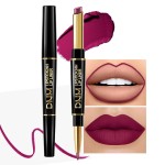 evpct 1Pcs Plum Purple Lip Liner and Lipstick Set Kit for Women Matte Lips Kit with Lip Liner Lip Stains Long Lasting Waterproof 24 Hour Lipstick and Lip Liners Combo Lipliners Pencil Set 05
