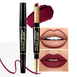 evpct 1Pcs Dark Plum Wine Red Lip Liner and Lipstick Set Kit for Women Matte Lips Kit with Lip Liner Lip Stains Long Lasting Waterproof 24 Hour Lipstick and Lip Liners Combo Lipliners Pencil 06
