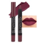 evpct 1Pcs Dark Grape Purple Matte Lipstick and Lip Crayon Liner Pencil Set for Women Lip Stain Long Lasting Waterproof labiales mate magicos 24 horas originales pintalabios permanente 24 horas 03