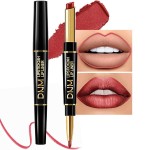 evpct 1Pcs Mauve Red Metallic Lip Liner and Lipstick Set Kit for Women Lips Kit with Lip Liner Lip Stains Long Lasting Waterproof 24 Hour Lipstick and Lip Liners Combo Lipliners Pencil Set 08