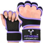 FITNESS FORCE Ventilated Weightlifting Gloves Workout Gloves for Men & Women with Built-in Wrist Wraps Fingerless Gym Gloves for Men Perfect for Exercise Fitness, Weight Lifting, Cross Training