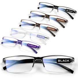 Gaoye 6 pack Executive Style Reading Glasses Men - Durable Readers with Blue Light Filtering - Comfortable Fit with TR90 Frames