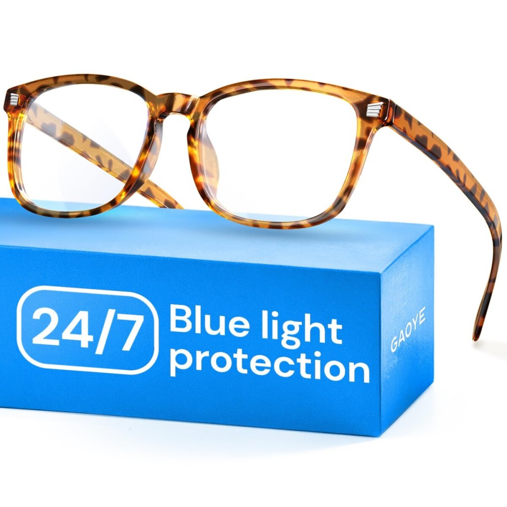 Gaoye Tortoise Blue Light Glasses for Computer & Gaming - Anti UV Ray Lenses, Scratch-Resistant & Comfort Fit
