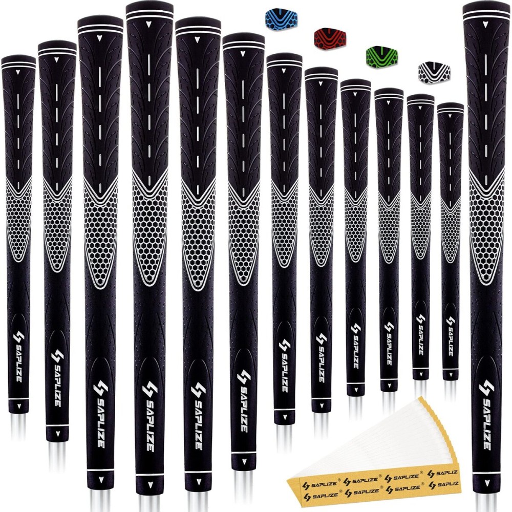 SAPLIZE Golf Grips Set of 13, Bundle with Tape or Full Regripping Kit, Jumbo / Mid / Standard / Undersize, Women / Men Anti-slip Rubber Golf Club Grips, CC01 Series
