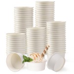 Belinlen 200 Count 5 OZ Disposable White Ice Cream Cups Medium Hot and Cold To Go Cups Paper Cup Takeout Food Container