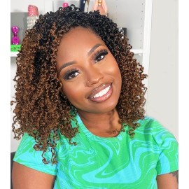 Aksice 10 Inch Yanky Twist Crochet Hair Pre-looped 8 Packs Ombre Brown Spring Twists Hair Senegalese Twist Crochet Hair with Curly Ends Synthetic Crochet Braids (1B/30)