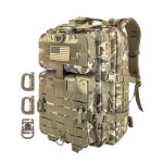 Hannibal Tactical MOLLE Assault Backpack, Tactical Backpack Military Army Camping Rucksack, 3-Day Pack Trip w/USA Flag Patch, D-Rings, Cp