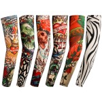 YARIEW 6pcs Temporary Tattoo Sleeves for Men and Women - Fake Tattoo Covers for Arms with Sun Protection